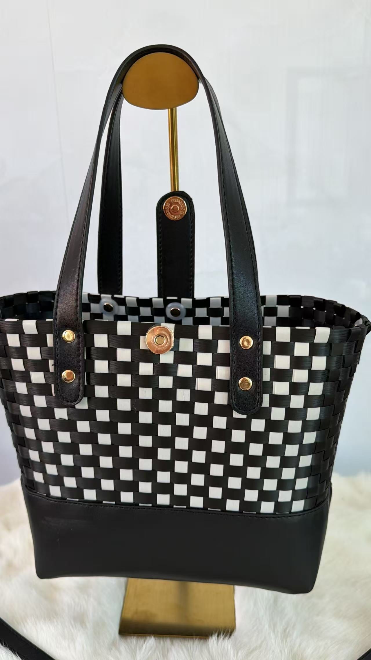 Tall Woven Shoulder Tote Bag (Multi-color)