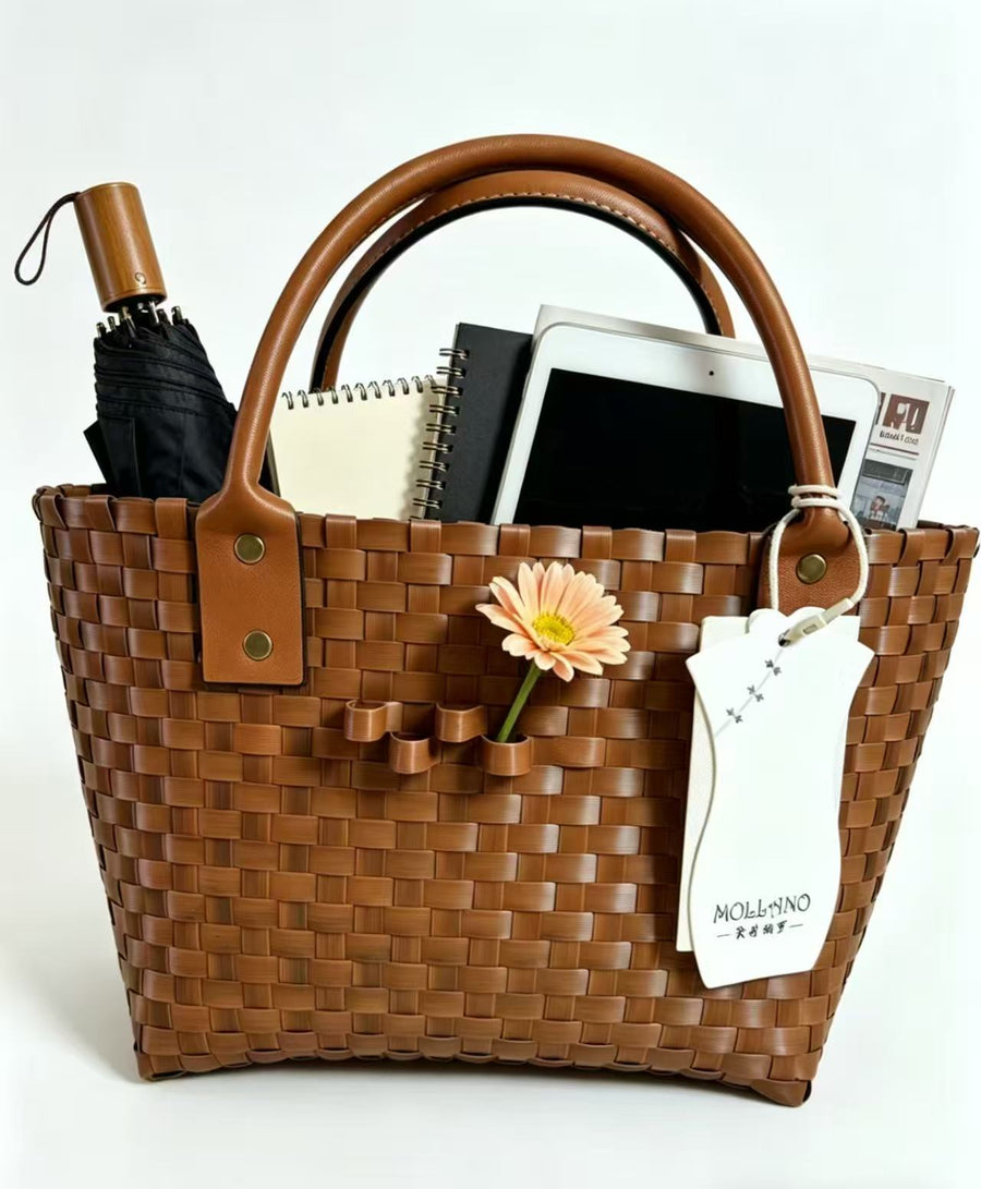 Tall Woven Shoulder Tote Bag