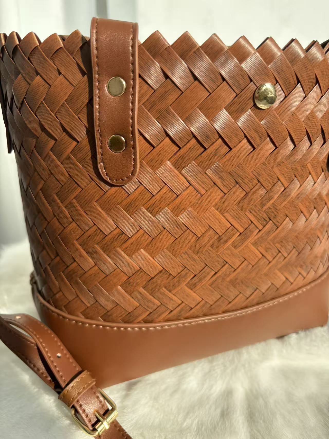 Tall Woven Shoulder Tote Bag (Multi-color)