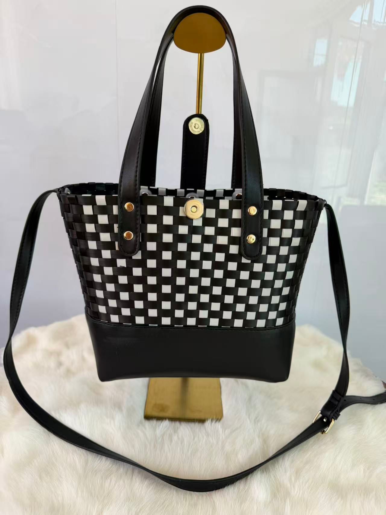 Tall Woven Shoulder Tote Bag (Multi-color)
