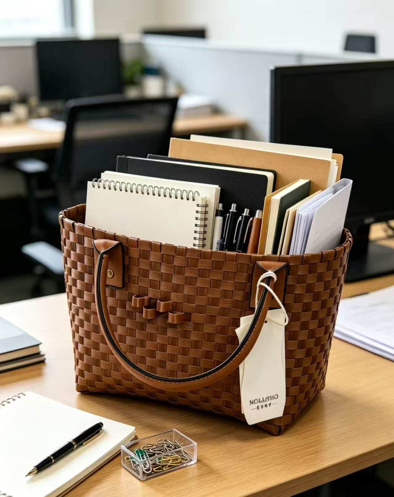 Tall Woven Shoulder Tote Bag