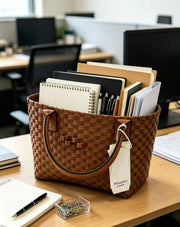 Tall Woven Shoulder Tote Bag