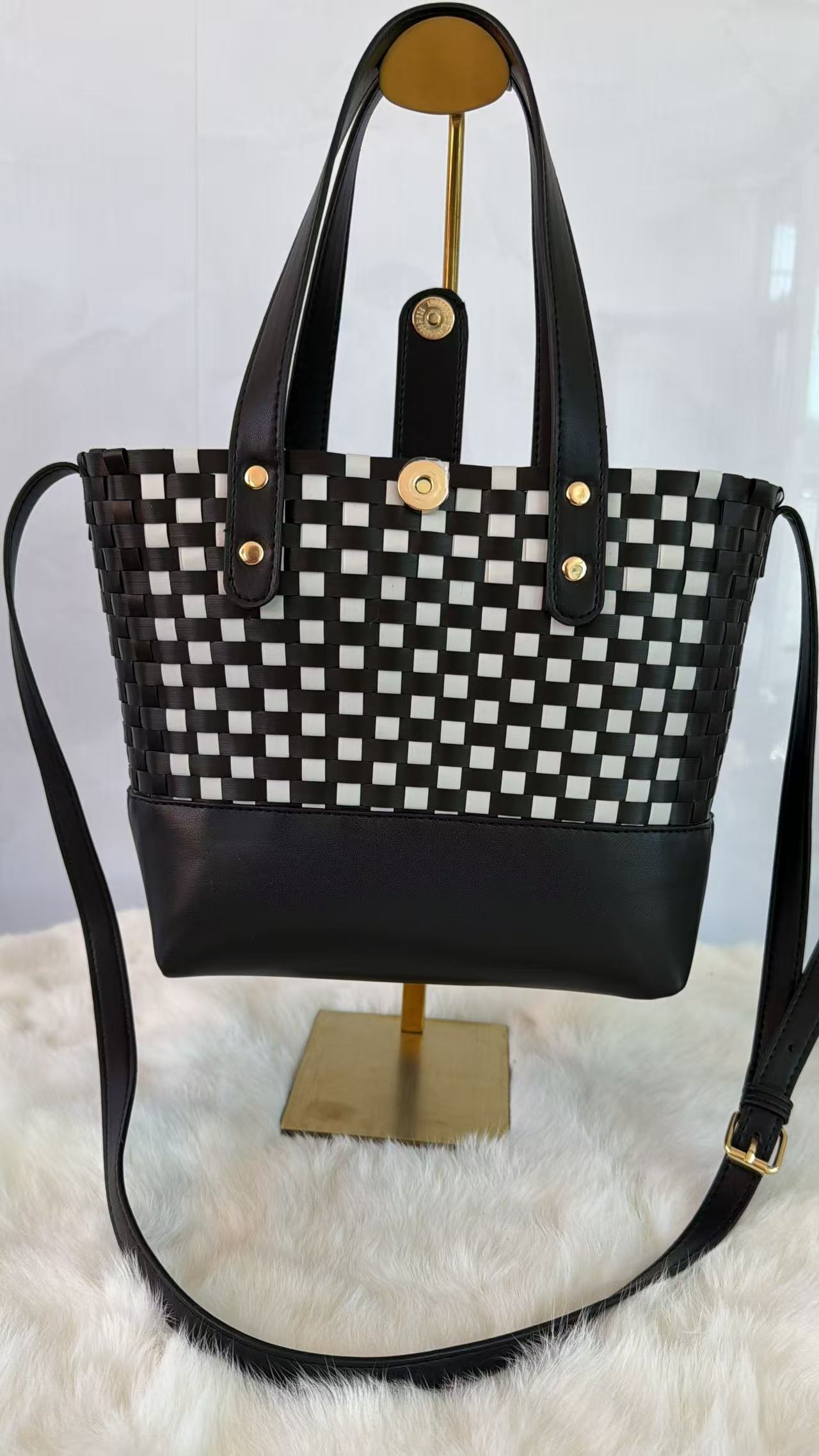 Tall Woven Shoulder Tote Bag (Multi-color)